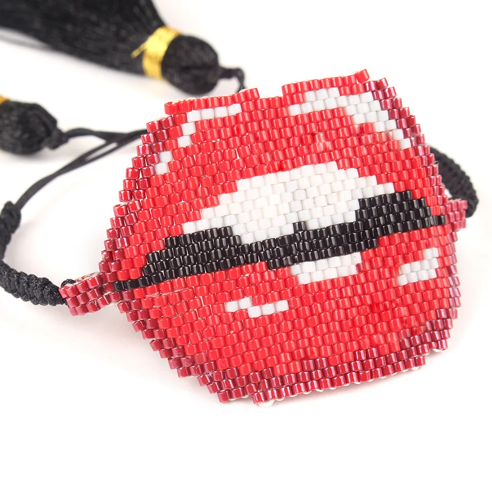 

Bohemia Heart Rainbow Gradient Color Beaded Bracelet Adjustable Hand-woven Pattern Simple Trendy Rice Bead Accessory