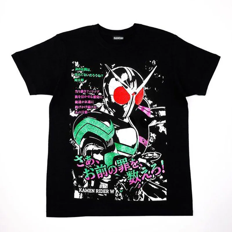 Camiseta Kamen Rider W Joker Accel Skull con estampado de líneas famosas, Top informal de manga corta conjunta de marca para hombres y mujeres