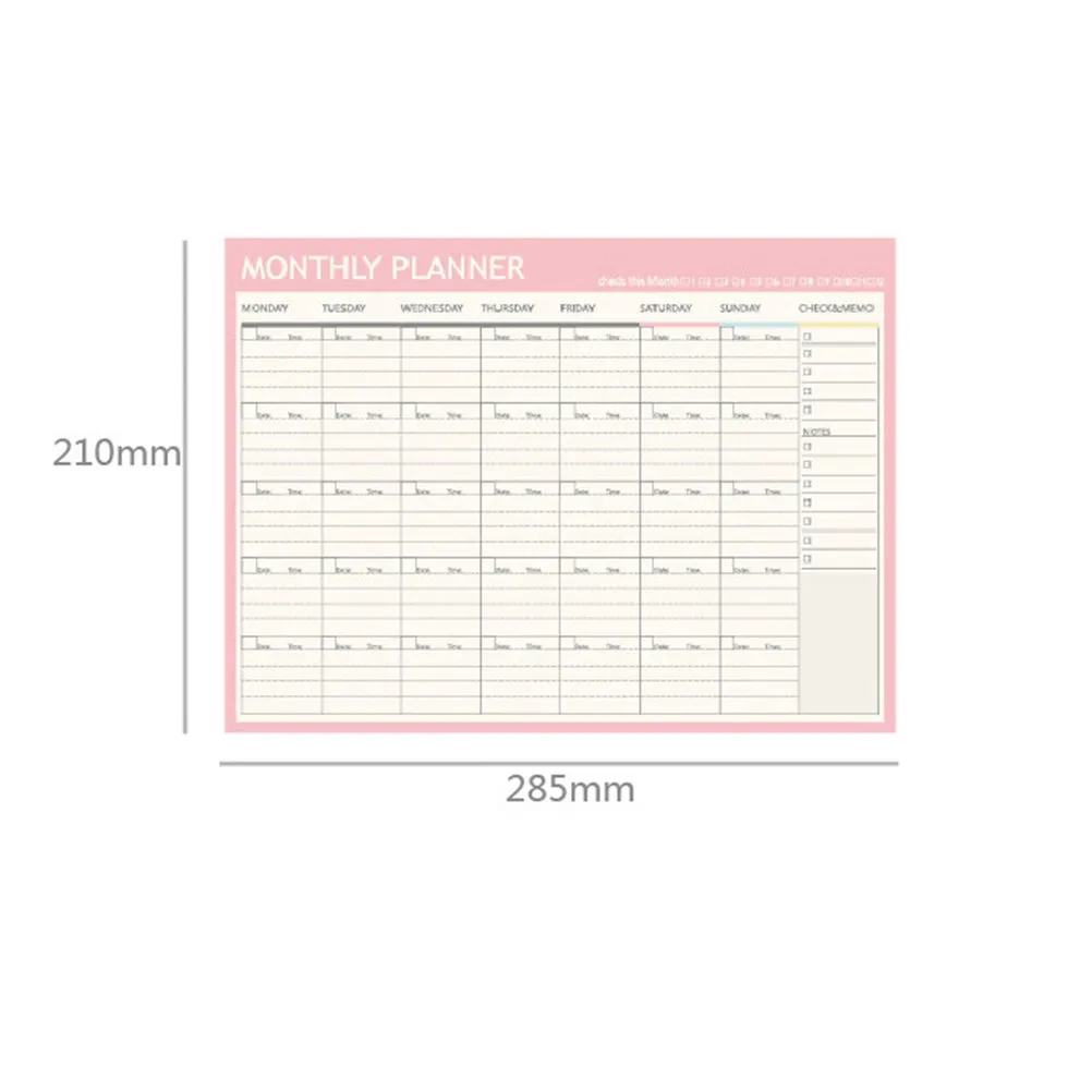

2pcs Monthly Planner Memo Pad Smooth Writing Efficient Schedule Organizer For School Office Supply Notepad Bookmark Printing