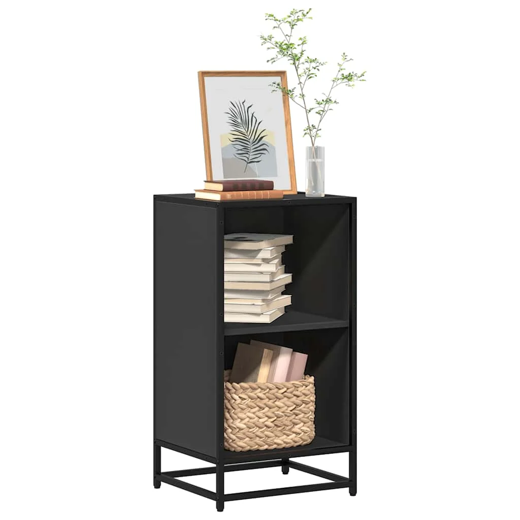 Schwarzes Bücherregal 40x35x76 cm aus Holzwerkstoff, freistehendes Bücherregal mit offenen Ablagefächern für Wohnzimmer, Arbeitszimmer, Büro