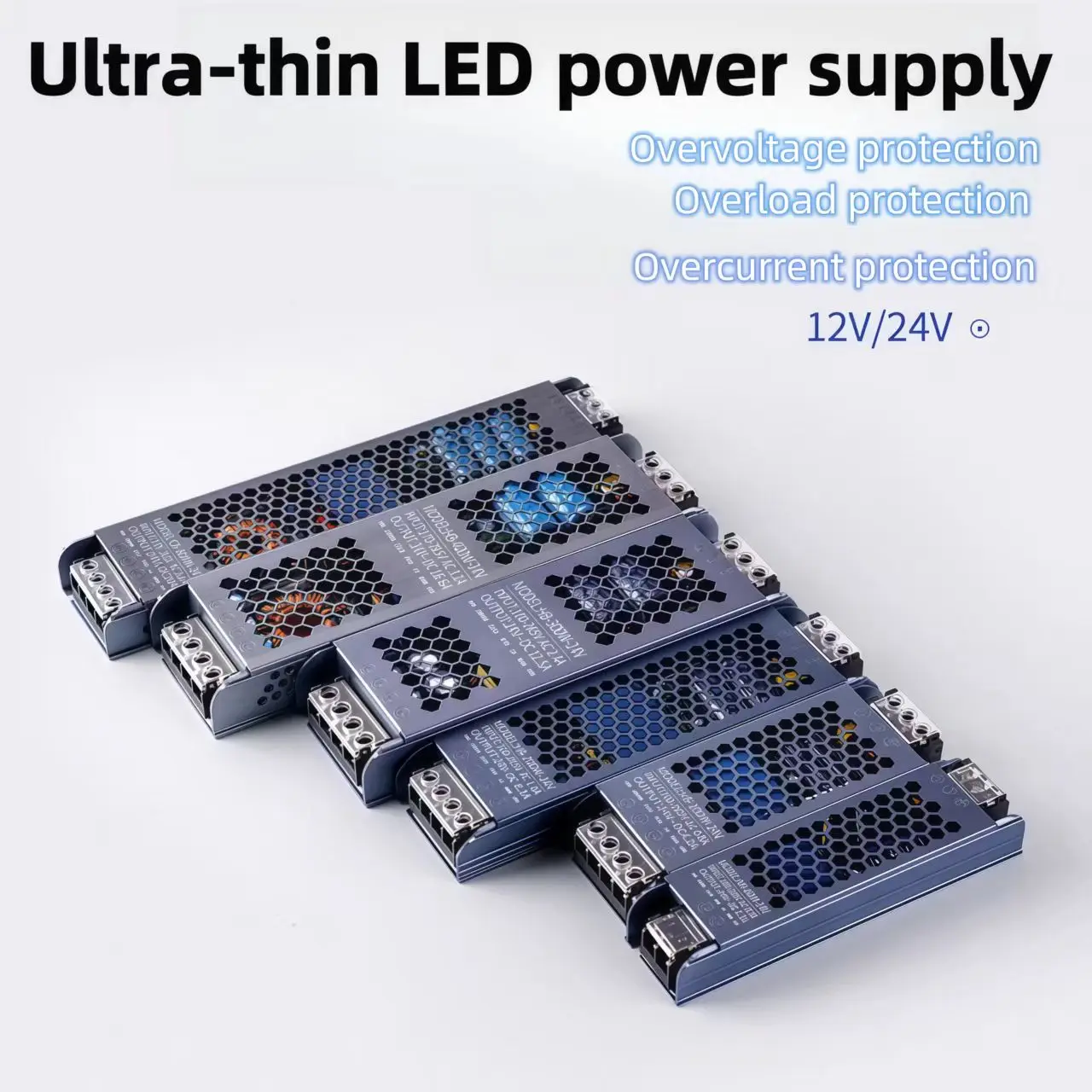 DC 12V 24V LED Power Supply AC190-240V Mute Lighting Transformers 60W 100W 200W 300W 400W LED Light Driver Power Adapter