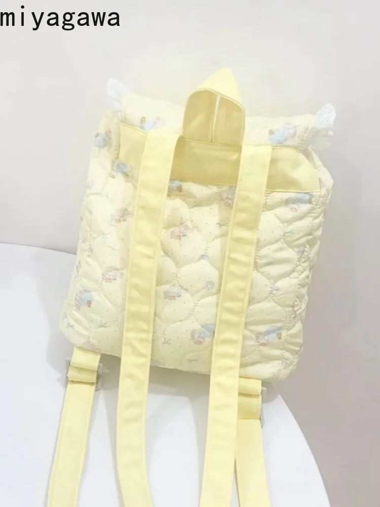 

Miyagawa New Cute Yellow Polka Dot Cartoon Printed Backpack Large Capacity Sweet Backpacks Commuter Bag for Women