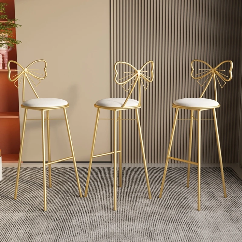 Design Metal Bar Chairs Stool Luxury Gold High Nordic Bar Stools Minimalist Comfortable Silla Alta Para Barra Salon Furniture