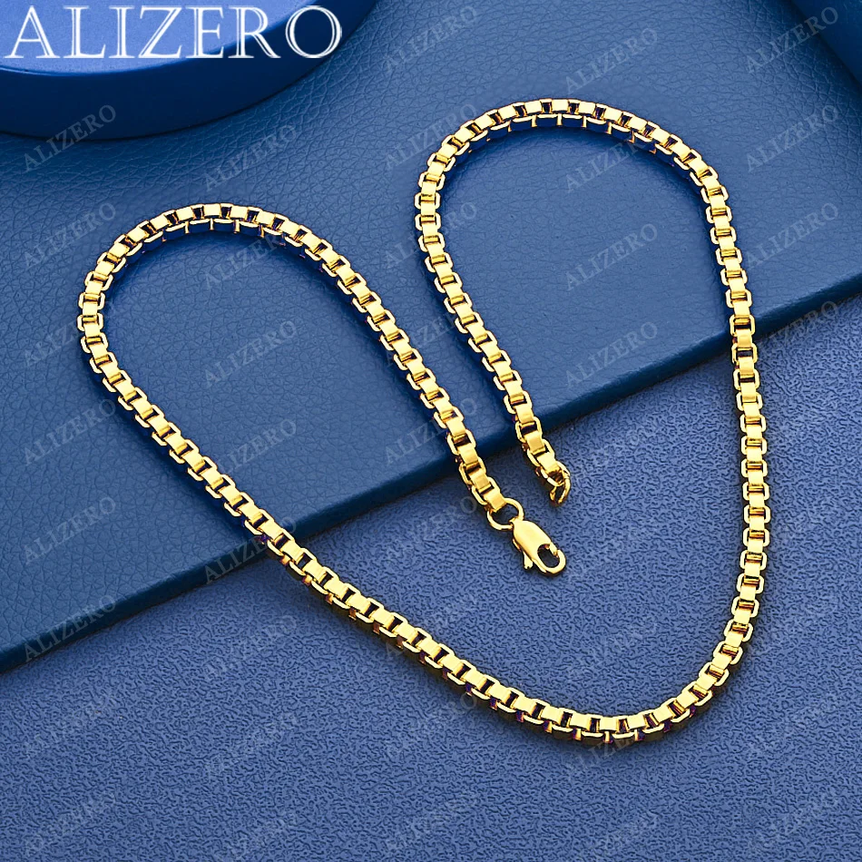 ALIZERO 925 Sterling Silver 50cm 4mm Chain Necklace For Women Man Charm Trend Birthday Gifts Fashion Party Fine Jewelry