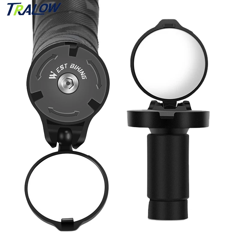 

TRALOW 360° Rotatable Rearview Mirror Handlebar End Mirror-Adjustable Convex Rearview for MTB/Road Bikes Accessories Universal
