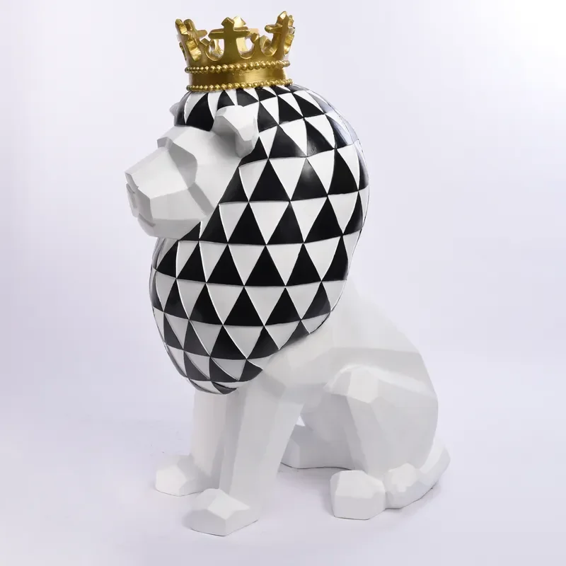 Hotel decoration project Modern lion statue Fiberglass luxury animal sculpture