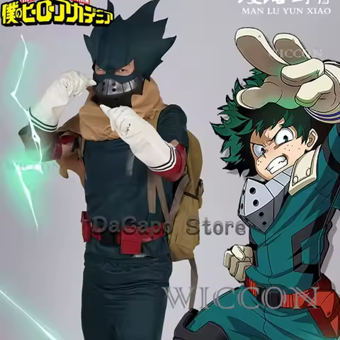 Anime My Hero Cosplay Academia Midoriya Cosplay Izuku Deku Cosplay Costume Bag Mask Unisex Set Wig Manga Anime Cosplay New