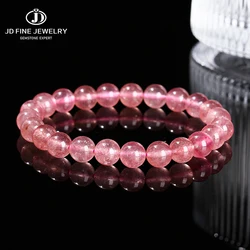 JD 5A Natural Brazil Strawberry Crystal Quartz Bead Bracelet Women Charm Purify the Soul Jewelry Reiki Healing Pulsera Yoga Gift