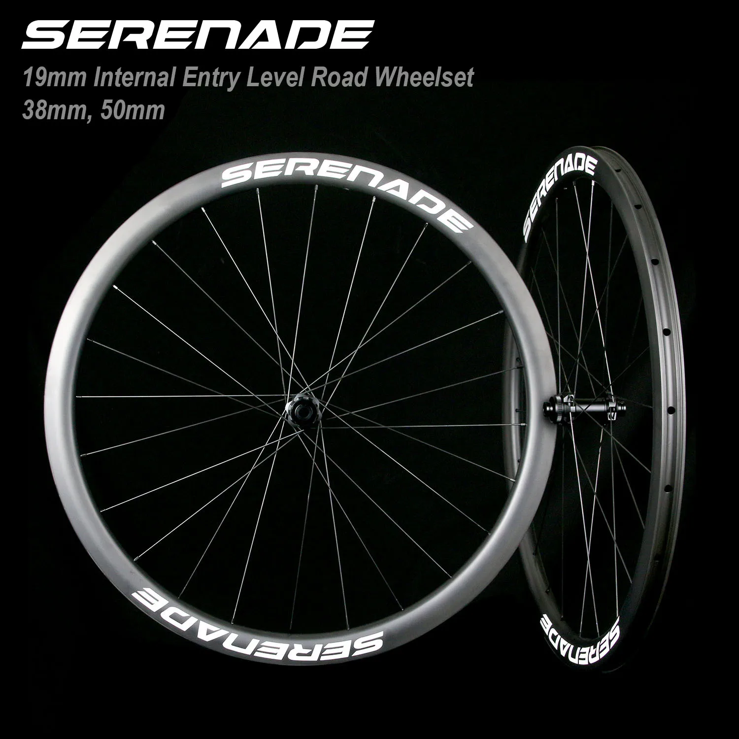 Serenade Entry Level 700C Inch Carbon Fiber Road Bike Wheelset 19mm Internal Width 38 50mm Standard Weight Disc Brake Wheels