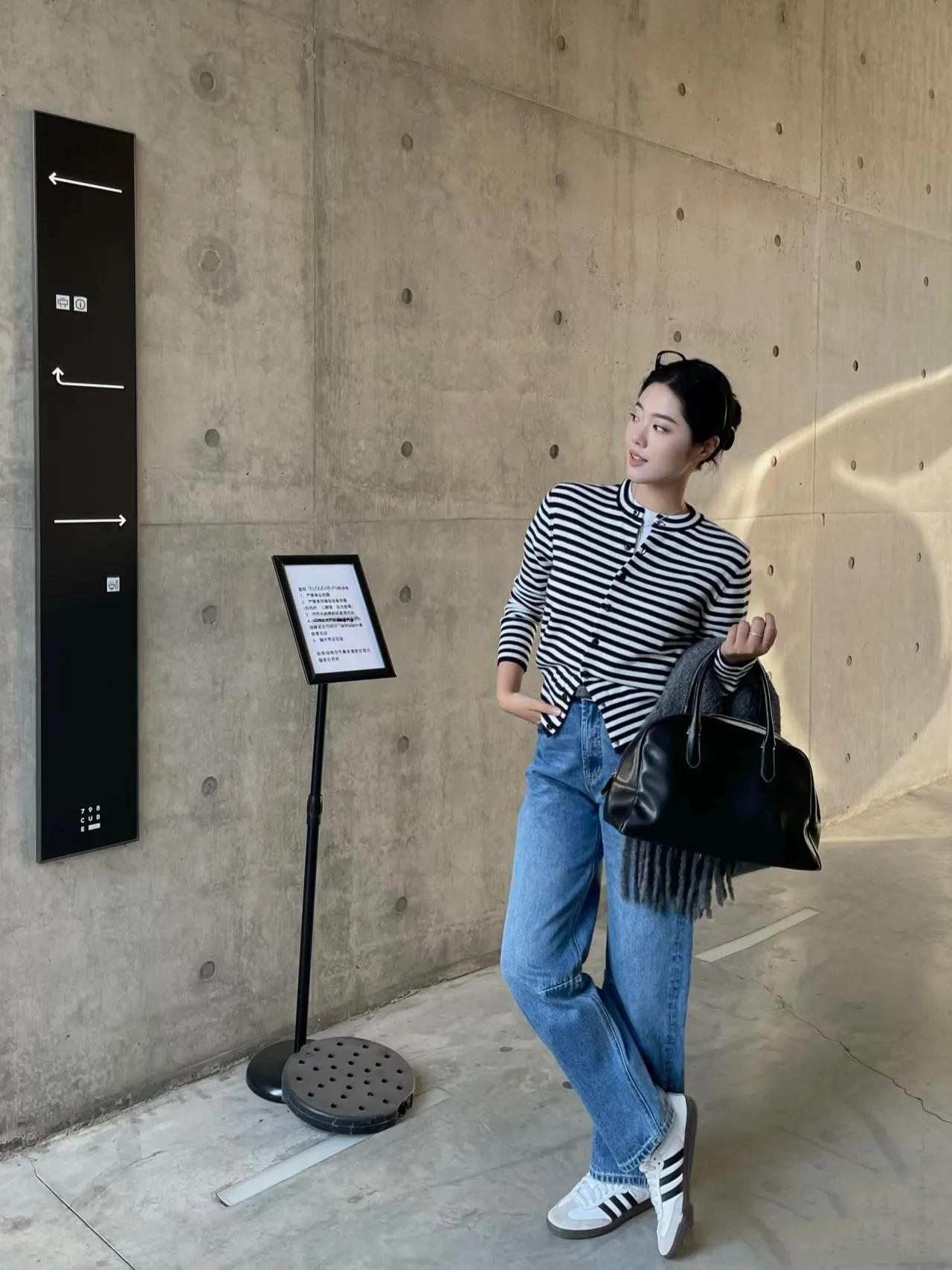 

YN Classic Stripe Cotton Knitted Open Cardigan Top Versatile Long Sve V-Ne Loose Fit Casual Sle Autumn Winter Faion