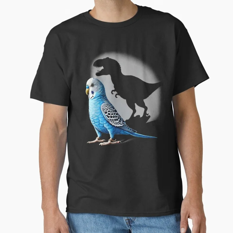 

Screaming Blue Parakeet Parrot Bird Memes Funny Dinosaur T shirt for man Large size Tops Funny parrot Graphic Printed clothes