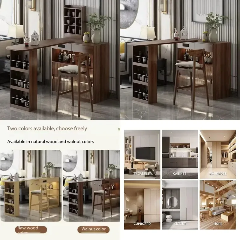 New Solid Wood Bar Table Compact Family Buffet Cabinet for Living Room Balcony Leisure Counter Reception Desk