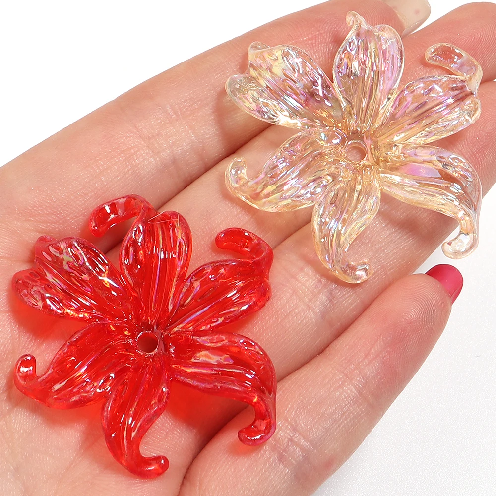 20 Stück Bunte Transparente Iris-Blumen Acrylperlen Lose Abstandhalterperlen für DIY Armband Schlüsselanhänger Schmuckherstellung Zubehör – Detail 3
