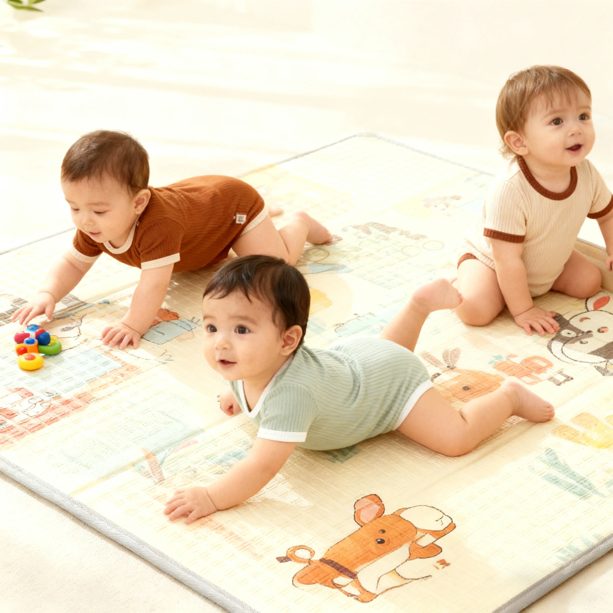 新生児用半袖ロンパース3枚セット、男女兼用、軽量サマー服、男の子と女の子用、リブ編みクルーネックワンジー