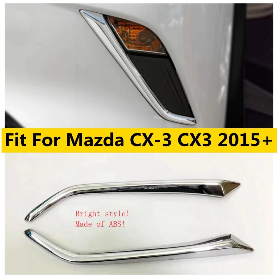 

ABS Chrome Front Fog Light Lamp Eyelid Eyebrow Decoration Strips Cover Trim Fit For Mazda CX-3 CX3 2015 - 2021 Car Accessories