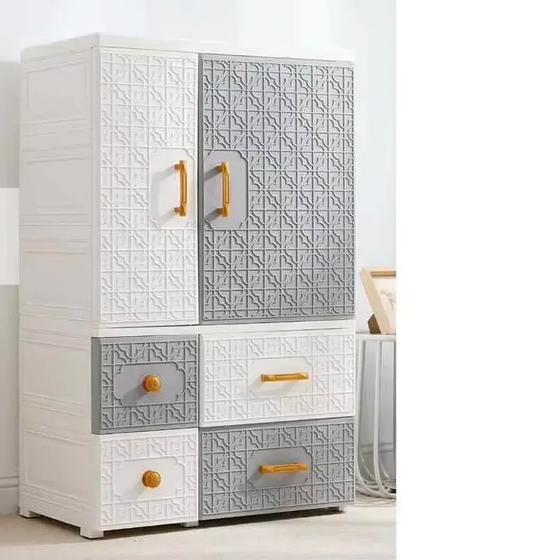 Small Kids Wardrobe 2 Door PP Storage Cabinet Baby Clothes Organizer Furniture for Children Bedroom