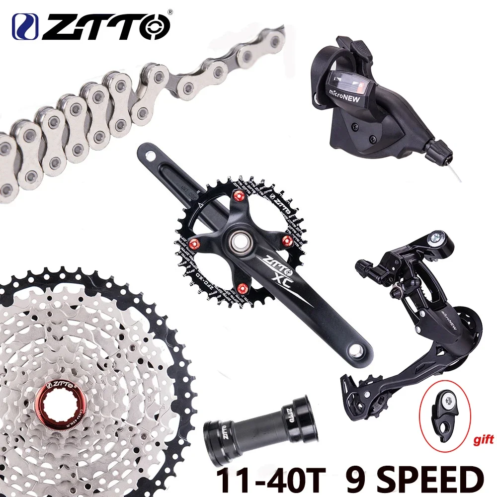 MTB Bike 1x9 Speed Groupset Shifter Derailleur 9 Speed Cassette 50T 46T 42T 40T 36T K7 Freewheel Chain Single Crankset BB