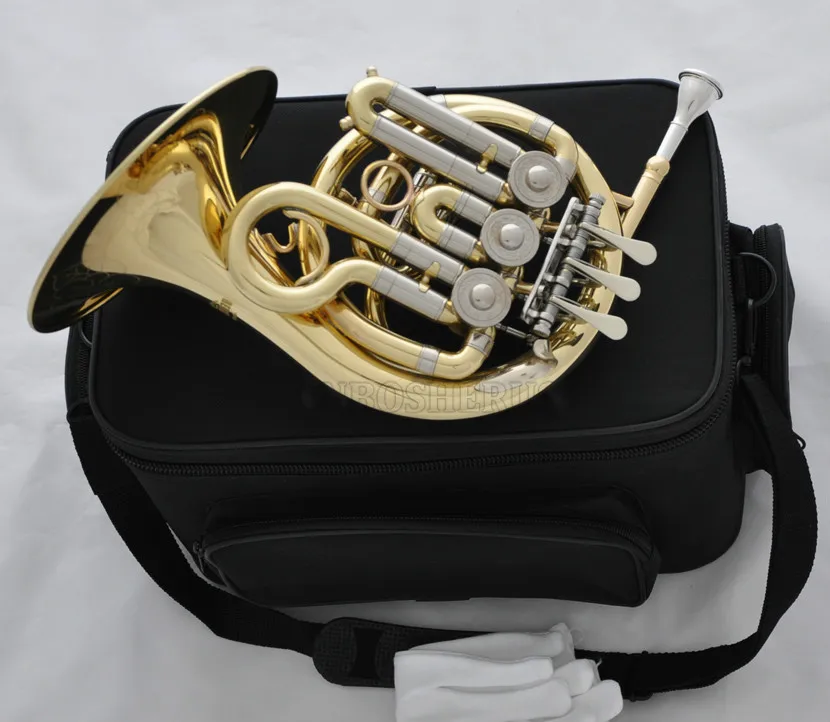 High quality Sale Top Brand New Gold Piccolo MiNi French Horn Bb Key Engraving Bell With Case