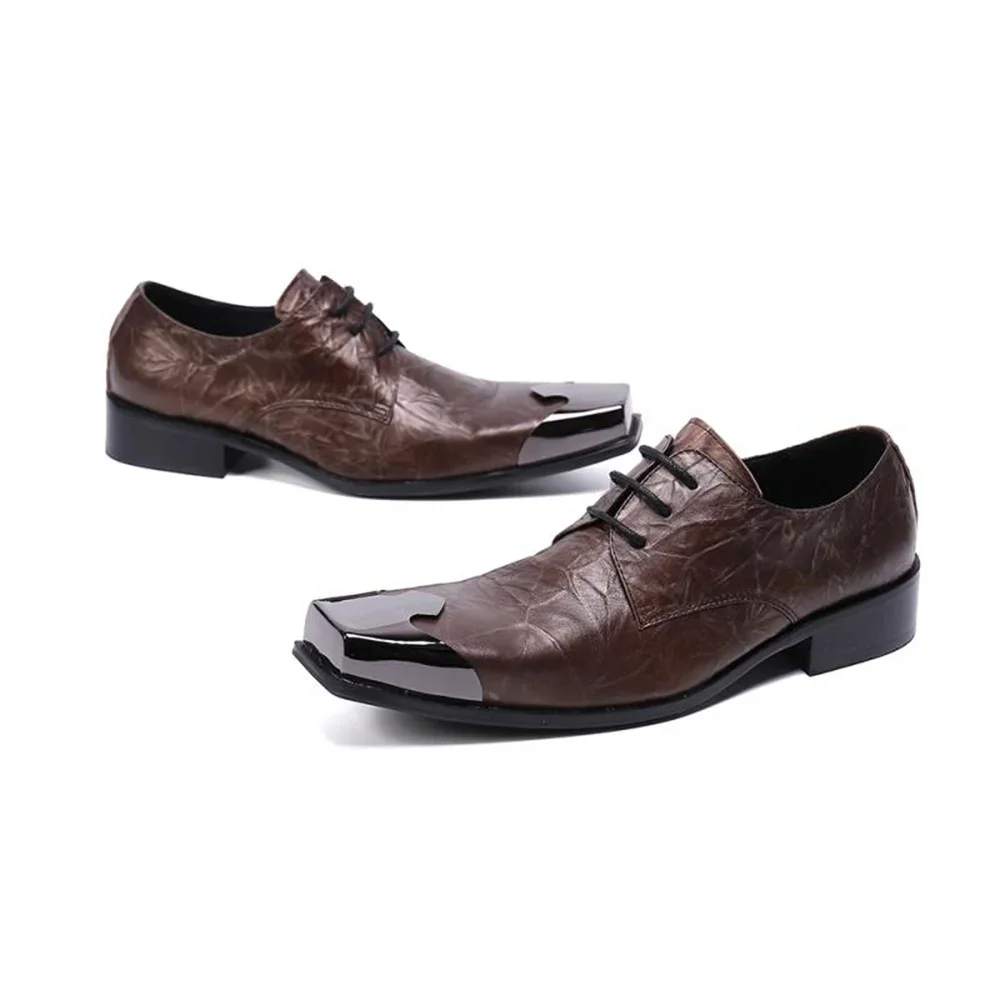 Brogue Carved Mens Shoes Increase Lace Up Retro British Style Square Head Leather Business