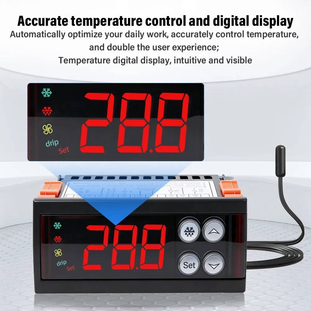Defrost Timer Switch Digital Temperature Controller Large LED Display EMC Level 4 Tested For Food Preservation