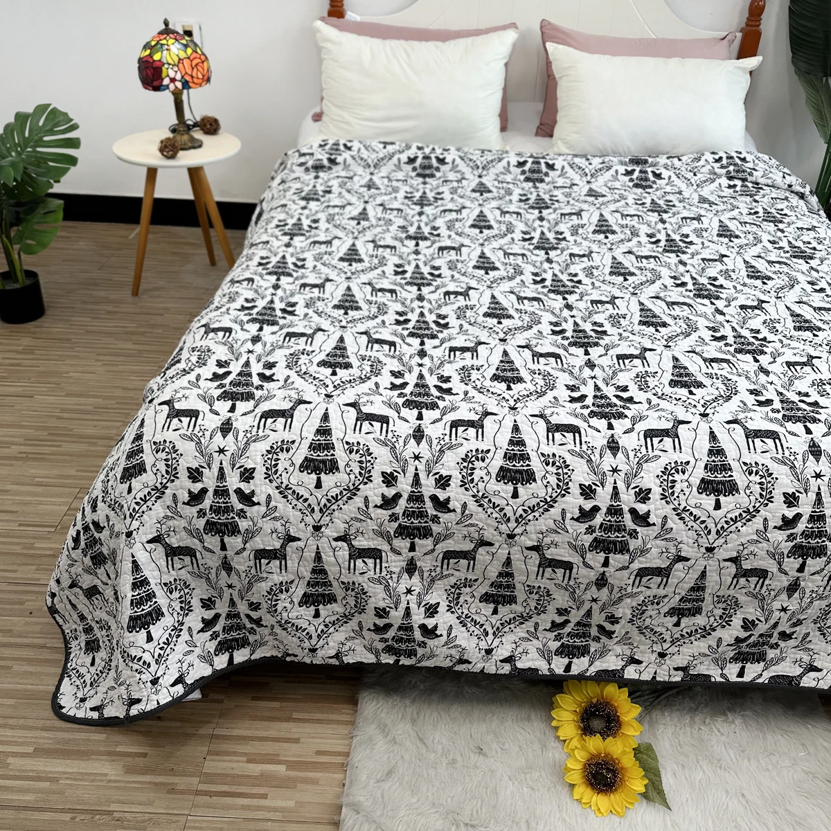 

New Cotton Bedspread Quilted Bed Cover, Pastoral Style Coverlet, Non Slip Sheet, Blanket Quilt, Warm Bedding, Bedding, 230x250cm