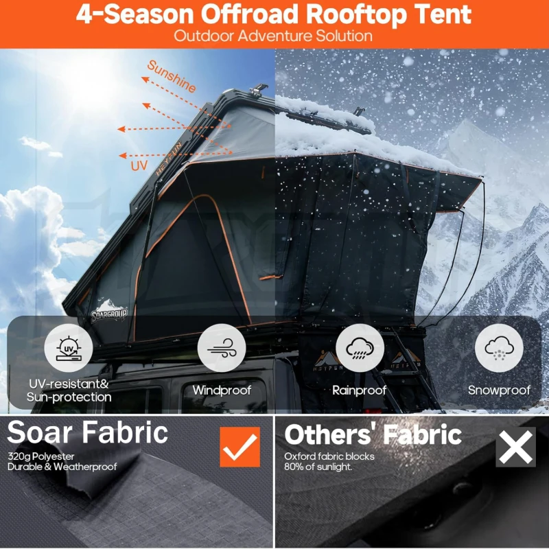 High Quality Quick‑Open 4‑Season Waterproof Hardtop Rooftop Tent 4x4 Off‑Road SUV
