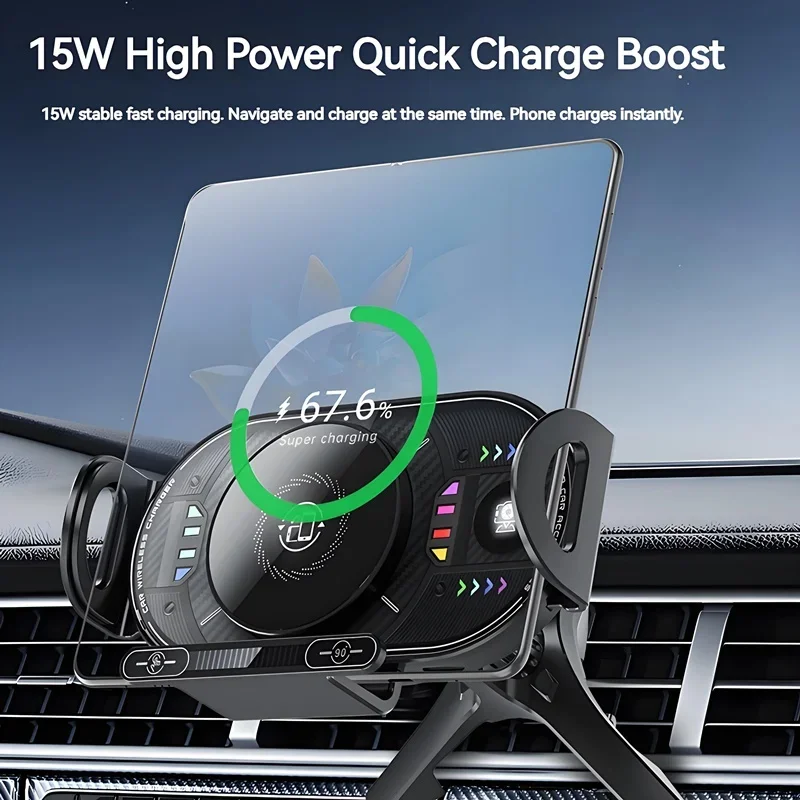 Car Phone Wireless Charger Holder 90° Rotation Mount 15W Universal For Samsung Galaxy Fold 6 5 4 3 Z Flip S25 S24 Iphone 17 1615