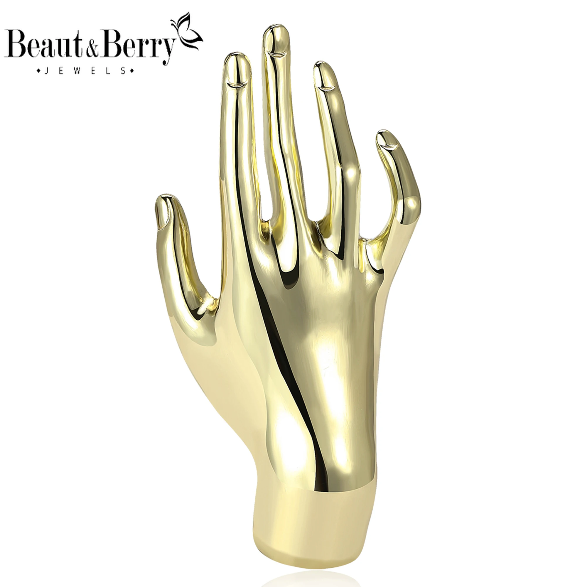 Beaut&Berry Classic Glossy Hand Brooches for Women Unisex Character Pins Casual Party Accessories New Gifts Friends Decoration