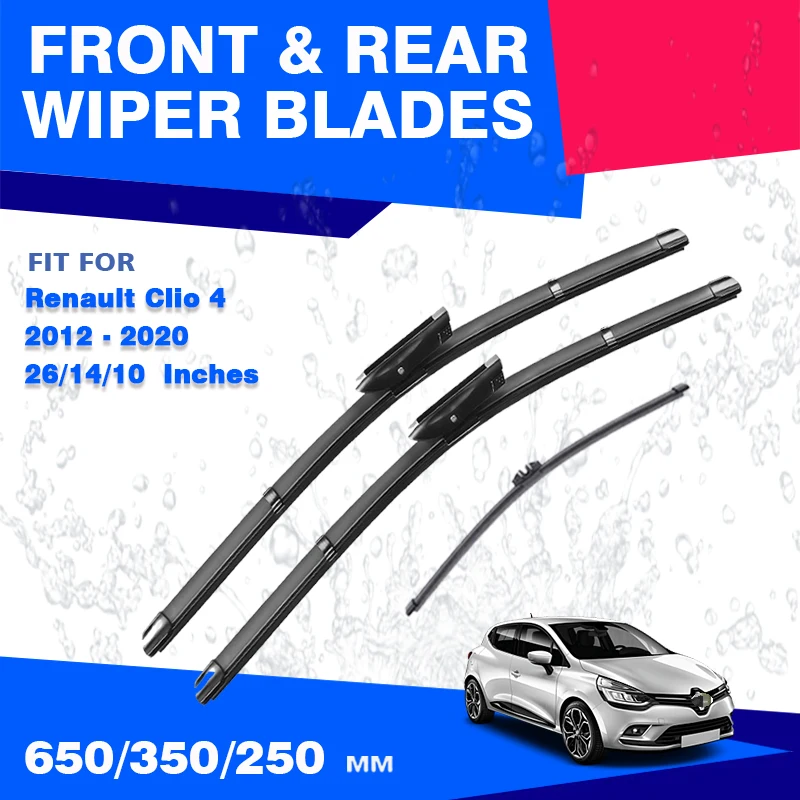 For Renault Clio 4 IV 2012 - 2020 Front Rear Wiper Blades RS Hatchback Estate Windshield Windscreen Window HD Brushes 26