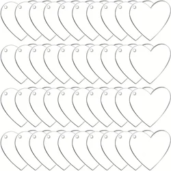50PCS Hearts Acrylic Keychain Blank Acrylic Ornaments Transparent Heart Keychains with Hole for DIY Projects Art Crafts