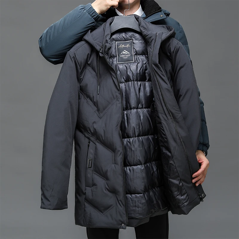 2023 Men\'s Down Jacket Warm Windproof Fashion Cotton-Padded Jacket Thick Standing Collar High Quality Detachable Hooded Jacket