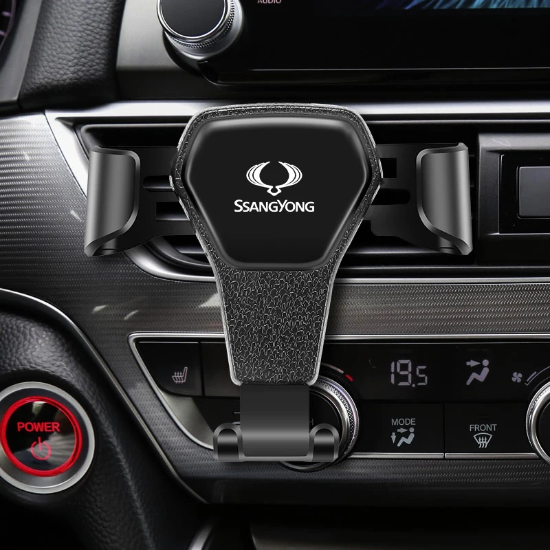 الجاذبية حامل هاتف السيارة تنفيس الهواء لتحديد المواقع حامل اكسسوارات ل سانج يونج كيرون روديوس Korando Rexton Musso Actyon Tivoli M200 Sport