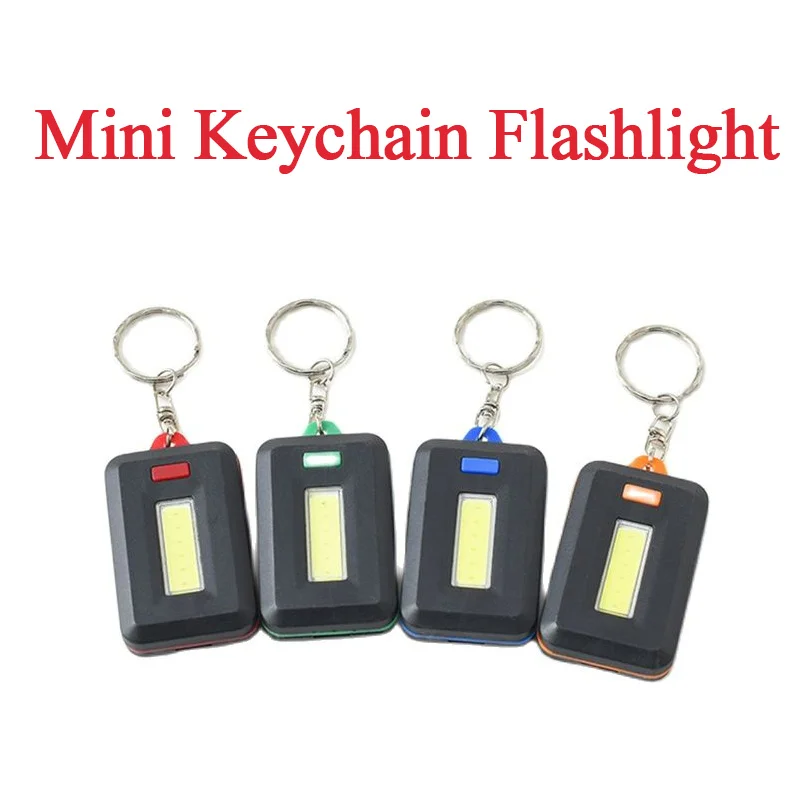 Portable Mini COB LED Keychain Flashlight Outdoor Emergency Light Keyring Torch Light Lamp with Carabiner for Hiking Camping