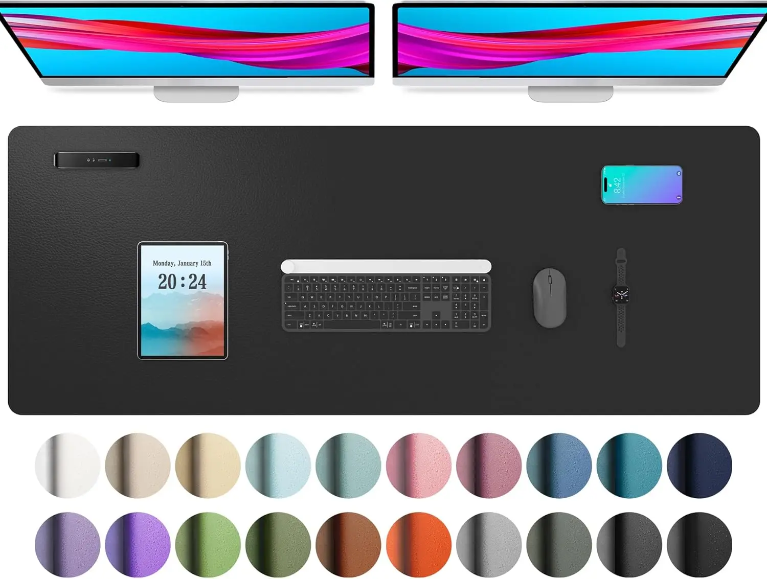 Leather Desk Pad Protector, Mouse Pad, Office Desk Mat, Non-Slip PU Leather Desk Blotter, Laptop Desk Pad, Waterproof D