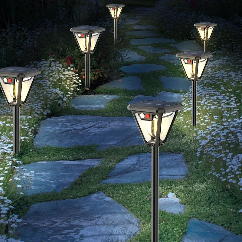 Imagem -04 - Impermeável Led Solar Light com Sensor de Movimento Outdoor Street Light Lâmpada de Parede Lâmpada Retro Jardim e Lawn Decoração Pathway