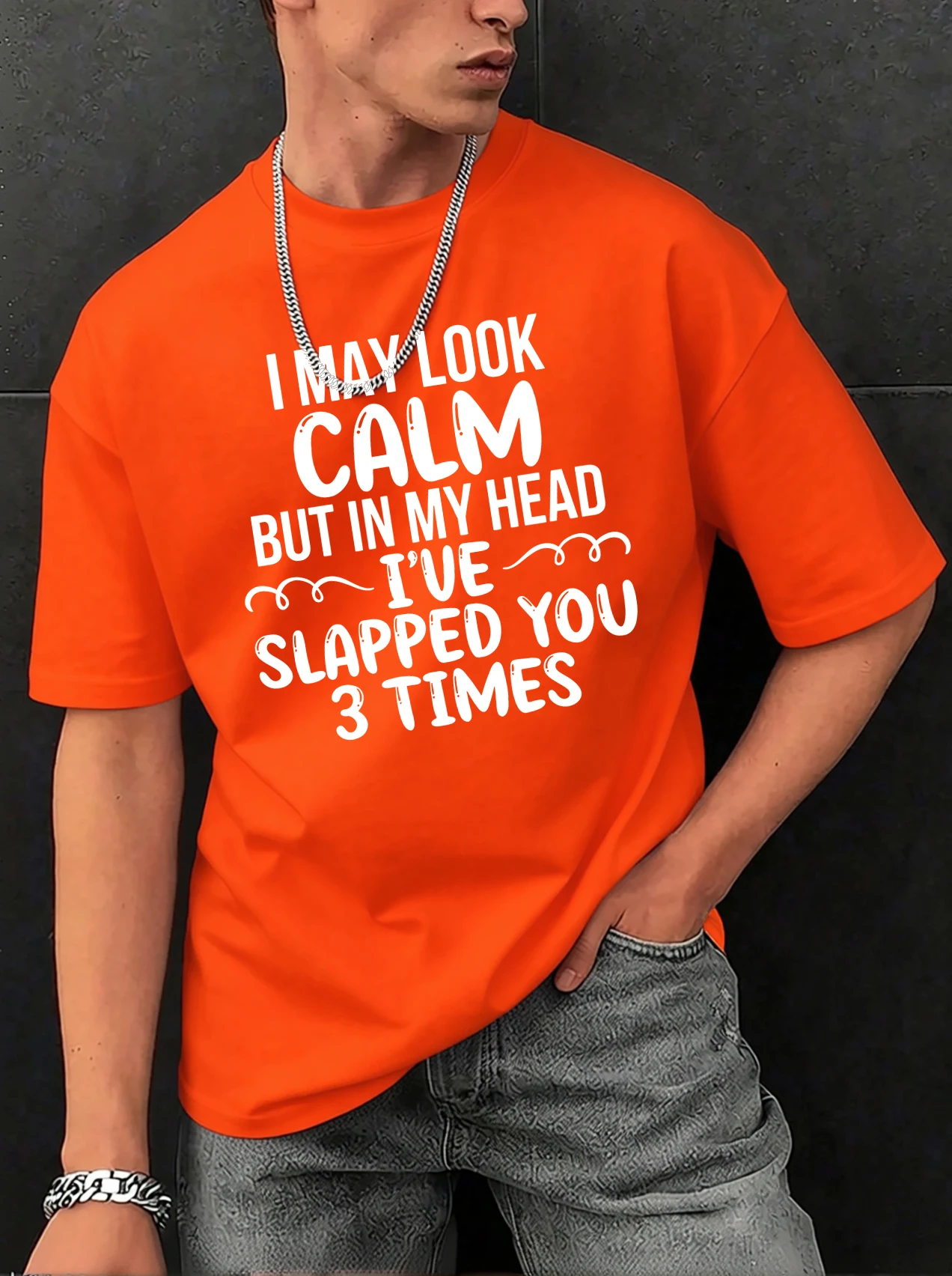 Slapped You 3 Times In My Head Print Herren-T-Shirts aus Baumwolle, Hip-Hop-T-Shirts, O-Ausschnitt, Sommerkleidung, lässig, trendig, All-Match-Kurzarm – Detail 10