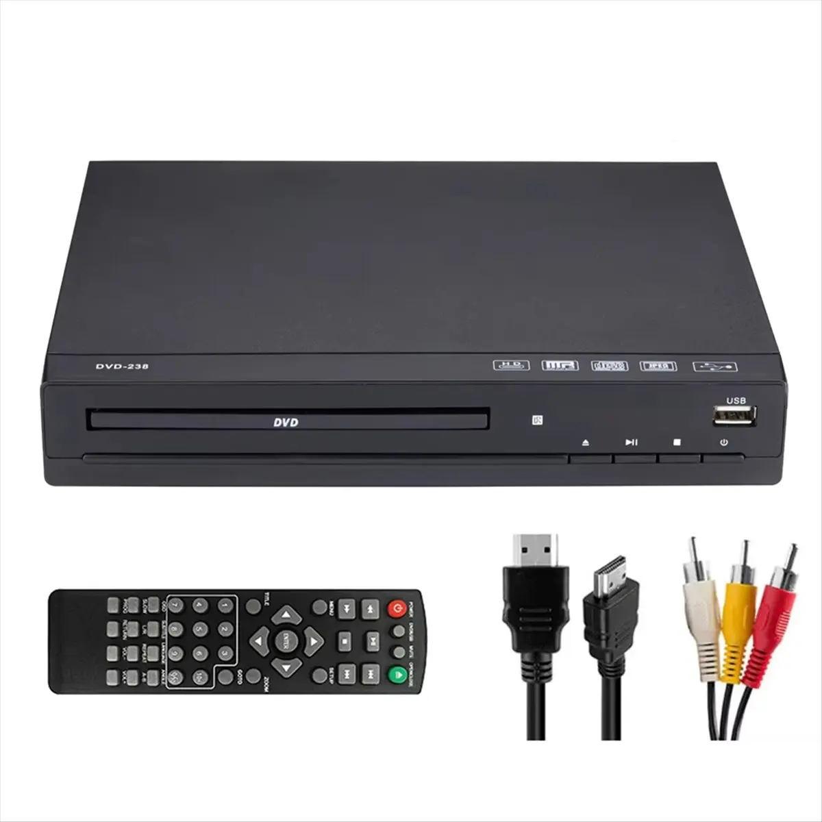A64I DVD Player M238 HD 1080P Disc Player with Remote Control Support USB MP3 MP4 Home DVD Player for TV Projectors Eu Plug