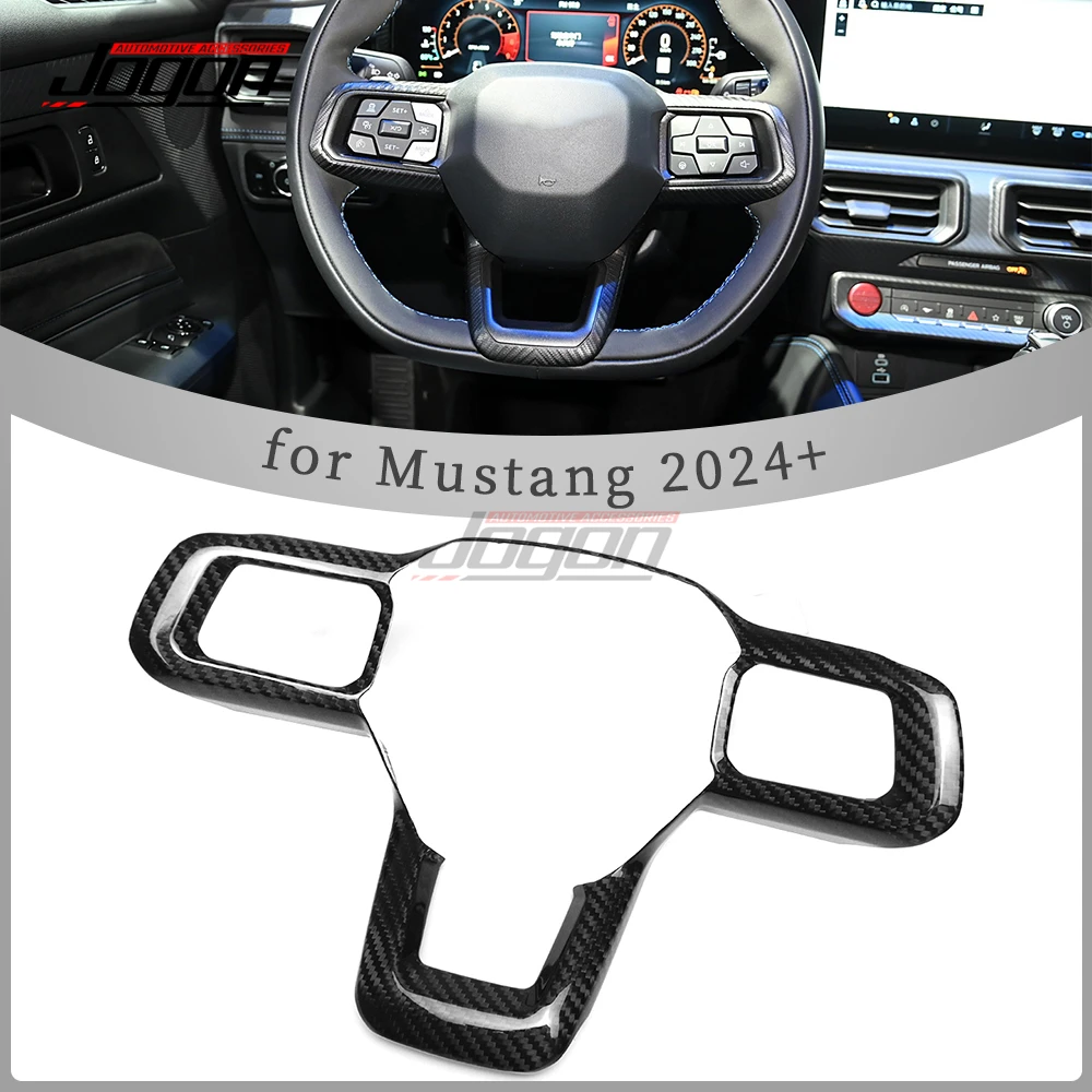 

For Ford Mustang Dark Horse EcoBoost GT S650 2024 Carbon Fiber Car Interior Steering Wheel Frame Panel Cover Trim Accessories