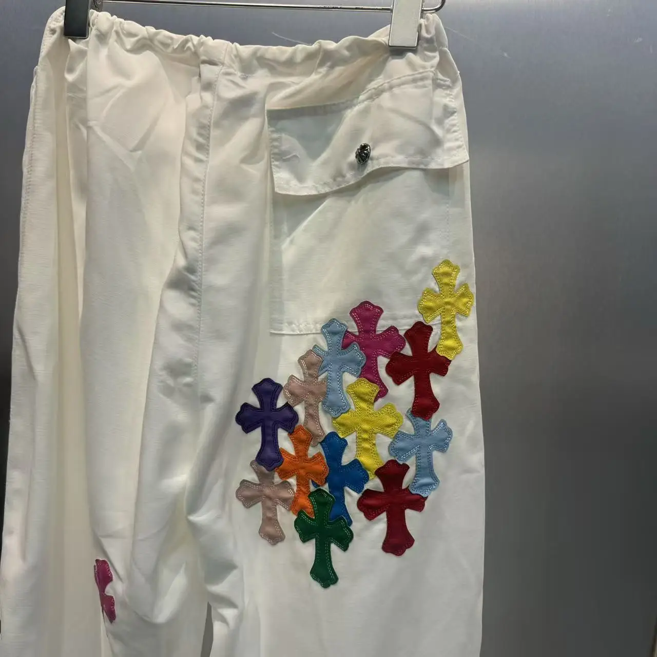 クールなレトロクロスデザインパラトルーパーパンツ Dstring トレンディなレディースハイウエストコットンカジュアルストレートレッグパンツ 秋2025