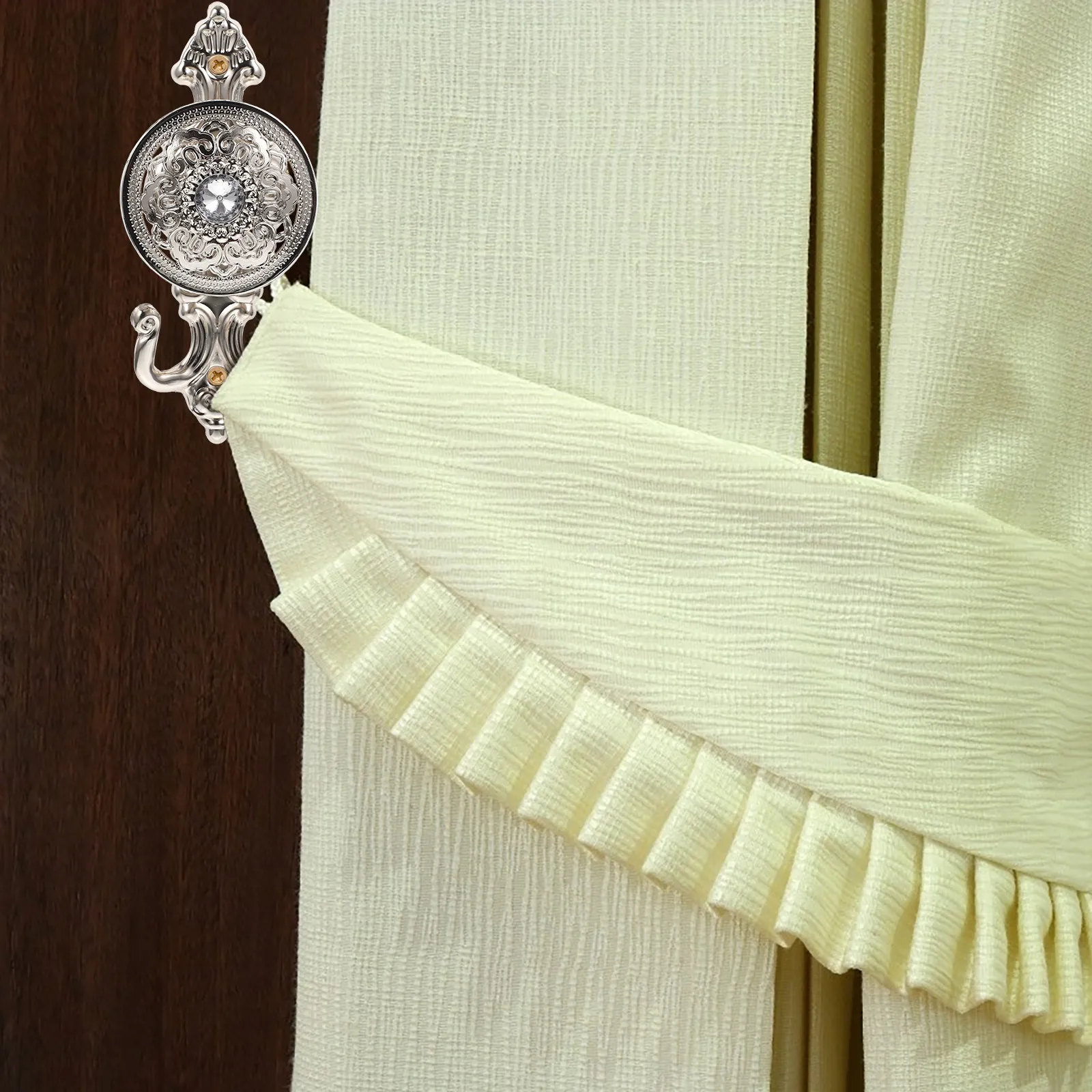 2Pcs Water Drill Curtain Hooks Classic Vintage Alloy Decorative Tiebacks for Shower Door Window Curtains Elegant Home