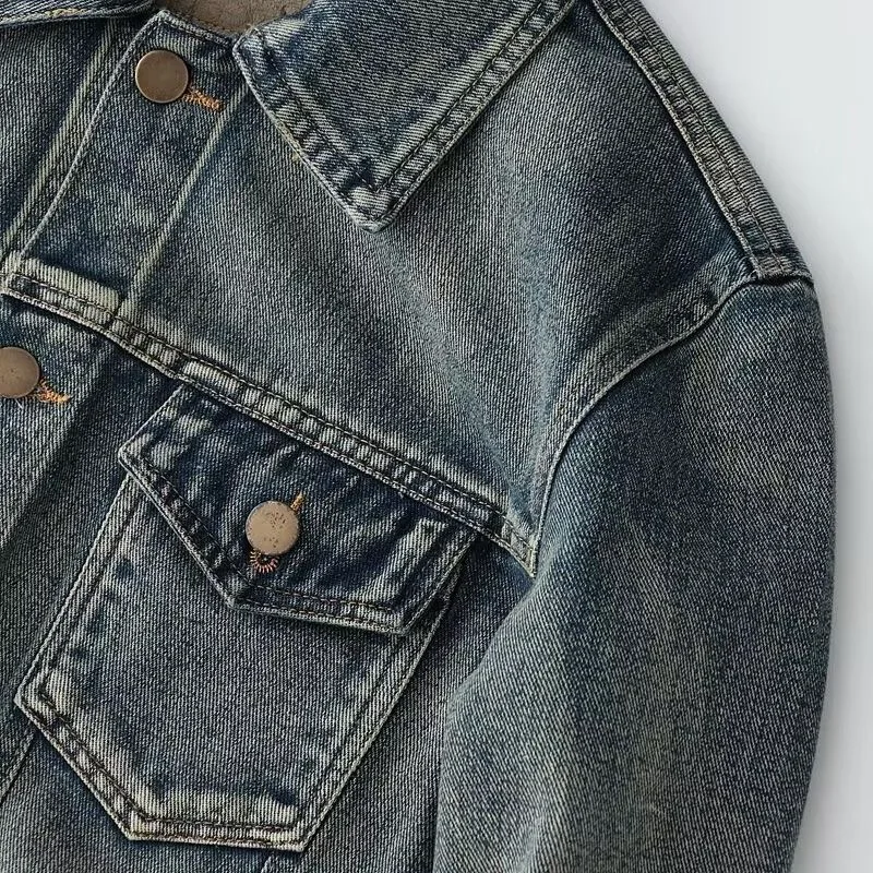 가을 봄 신상 무지 아메리칸 빈티지 스트레이트 데님 자켓 남성 캐주얼 루즈핏 스포츠 플러스 사이즈 코트