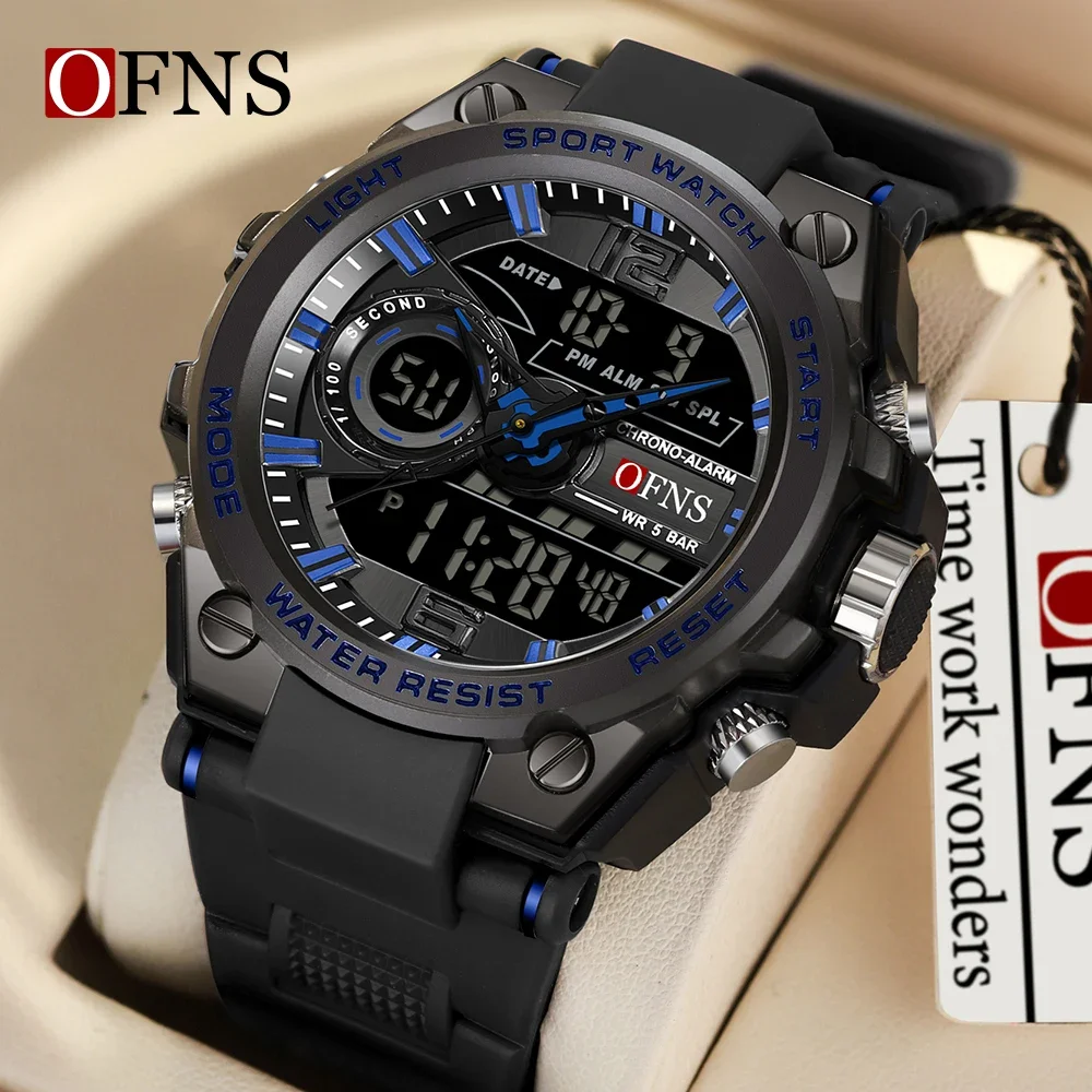 

OFNS Top Brand 6092 New Fashion Trend Men's 50M Waterproof Quartz Watch LED Digital Men's Watch Relios Masculino 2024