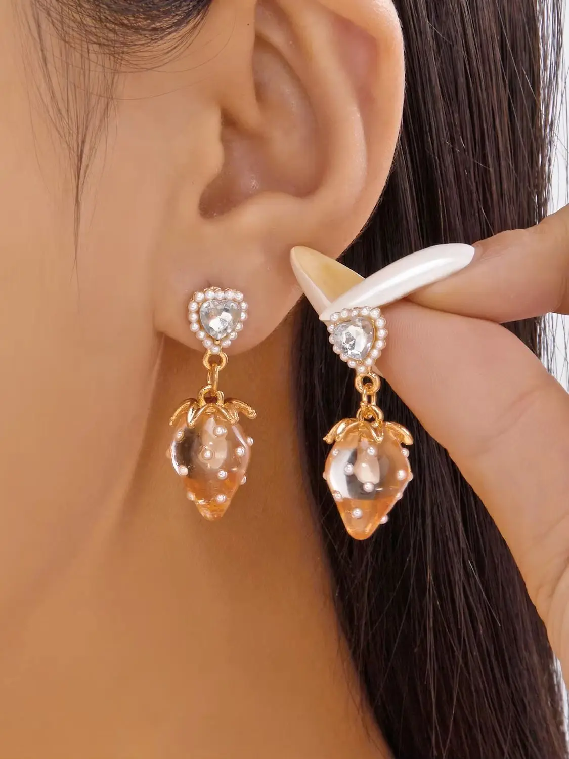 Sweet Red Cherry Tassel Earrings for Women New Design Zircon Flower Strawberry Earrings Fashion Party Jewelry Accessories