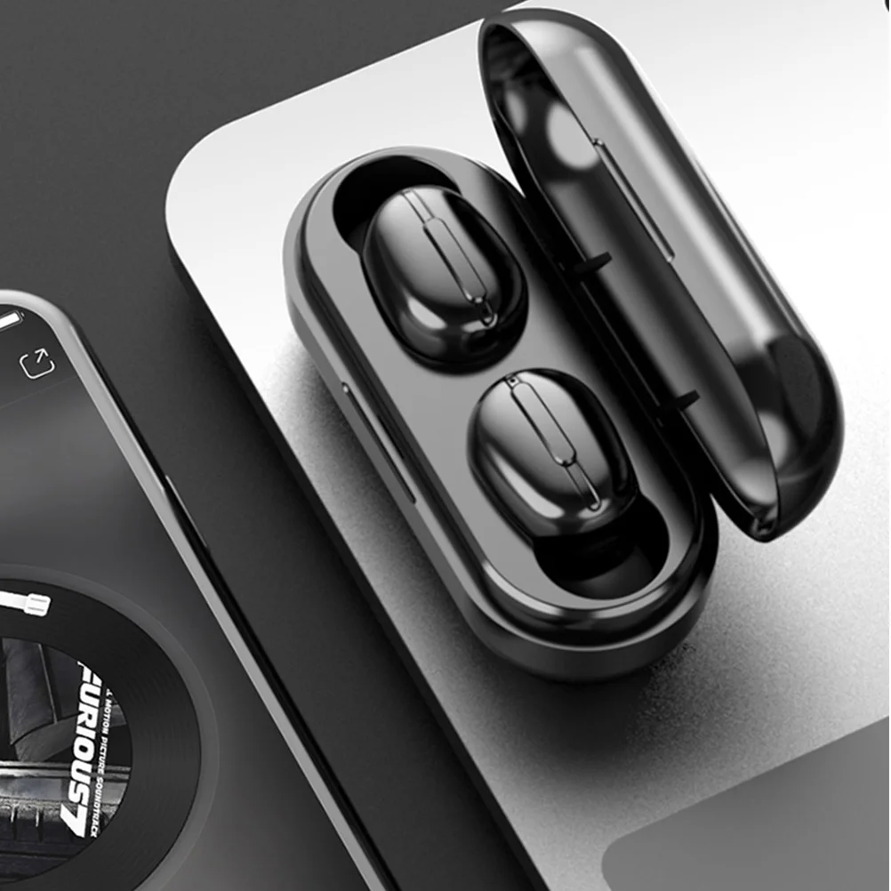 

Wireless Earbuds Black Lightweight Durable Waterproof Sports Headset Binaural Stereo Noise Cancelling