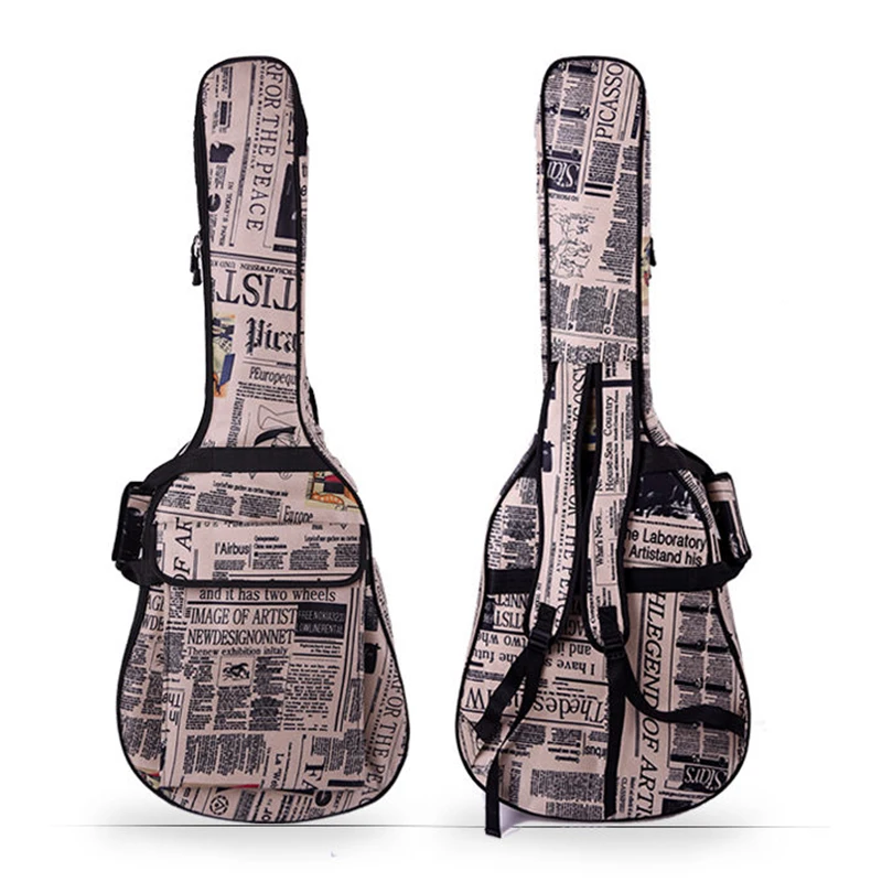 41/40 inch Acoustic Guitar Bag 600D Water-resistant Oxford Cloth Newspaper Style Double Padded Straps Gig Bag Guitar Case