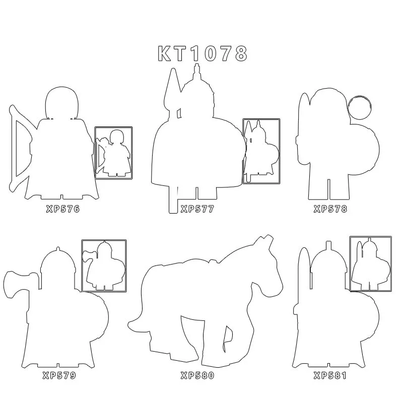 

1PCS Medieval Movie Knights Building Blocks toys KT1078 XP576 XP577 XP578 XP579 XP580 XP581