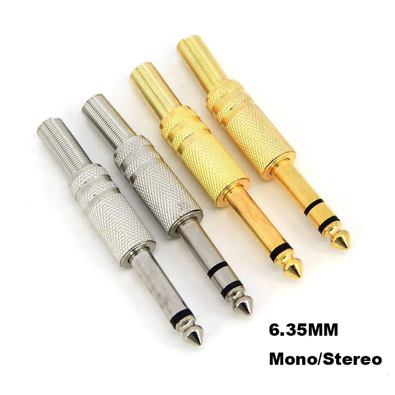 โลหะชุบทอง 6.35 มม.ปลั๊กแจ็ค 6.5 ชาย Mono Audio 6.5 อะแดปเตอร์ 1/4 นิ้วบัดกรีสเตอริโอสายไมโครโฟน L1