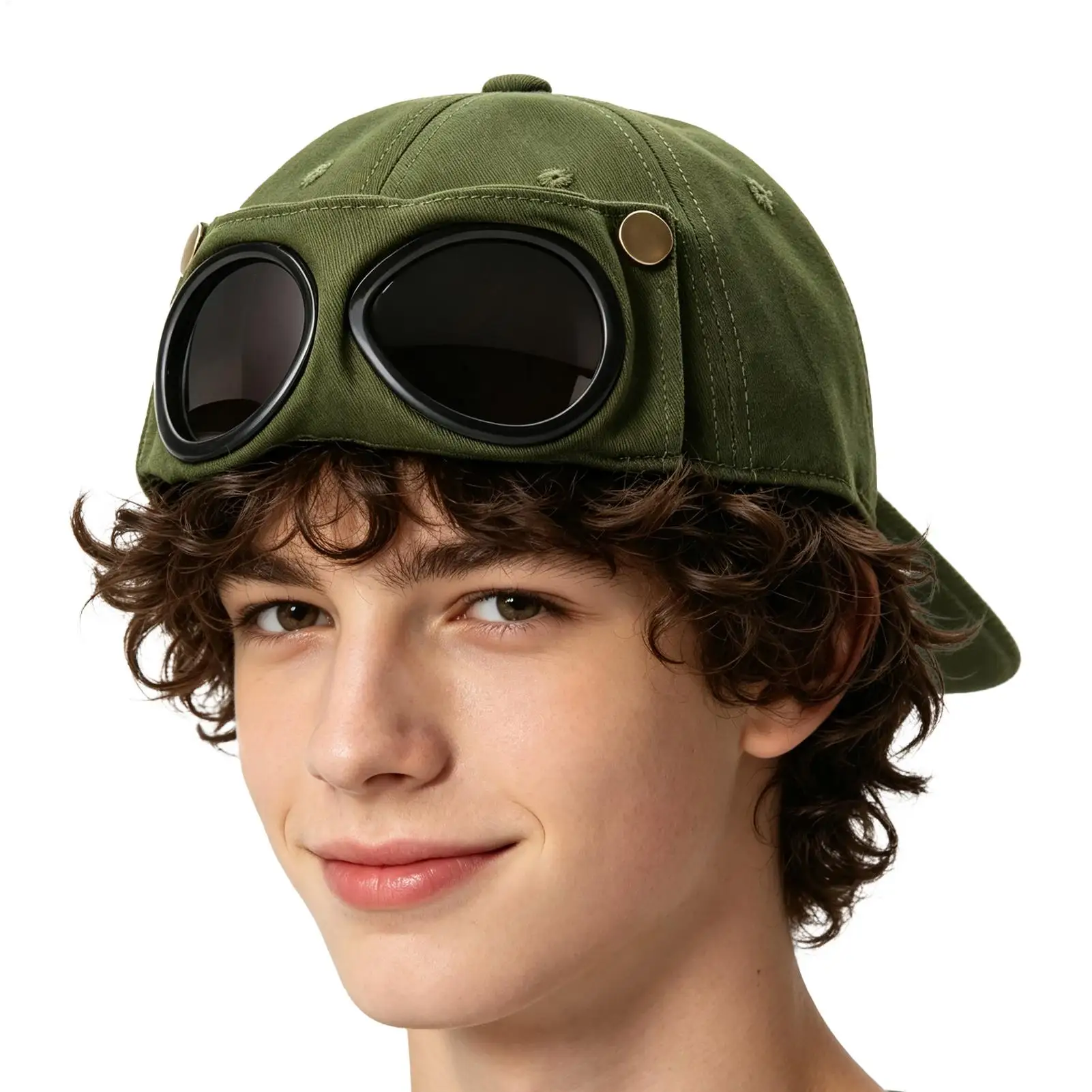 Pilot Goggles Baseball Caps Adjustable Breathable Comfortable Foldable Goggles Caps Hat Pilot Headwear for Beach Camping