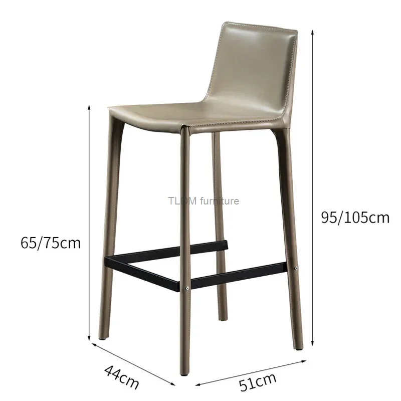 Nordic Luxury Saddle Leather Bar Chairs Modern Designer Bar Furniture Home Back High Bar Chair Living Room Leisure bar stools