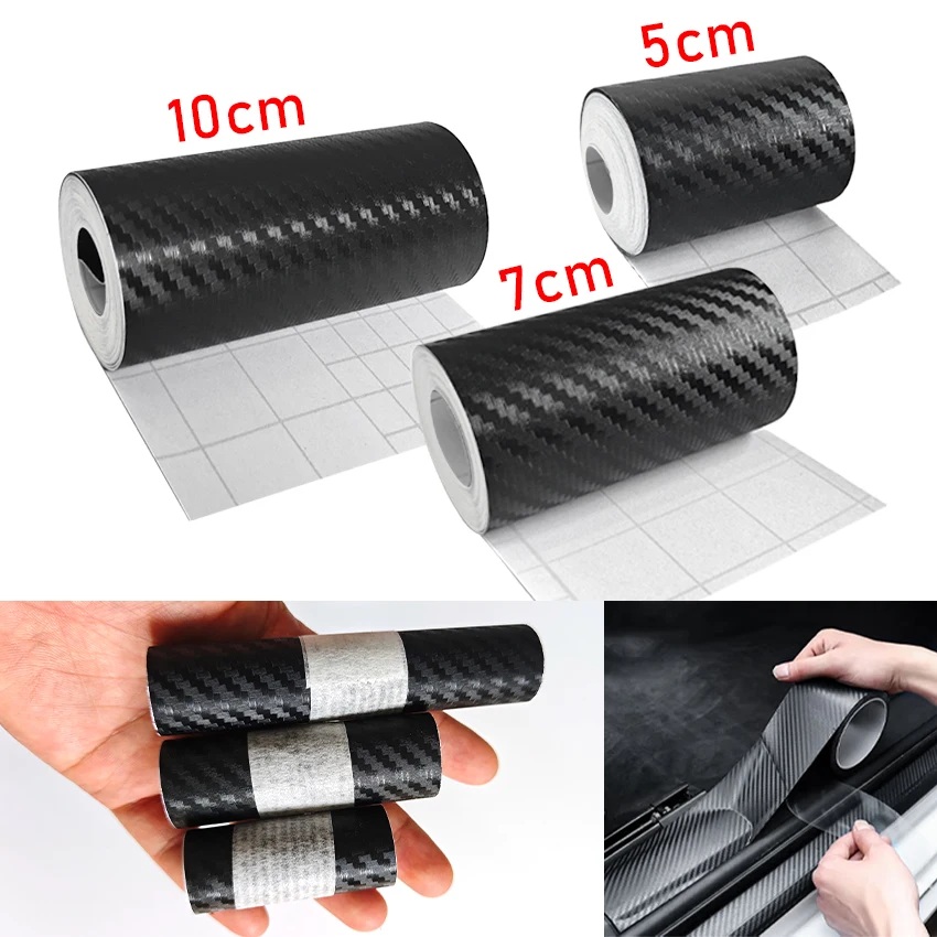 Carbon Fiber Automotive Adhesive Tape Roll Matte Black Protective Car Film Self-Adhesive Film 3D Vinyl Car Film Accessories